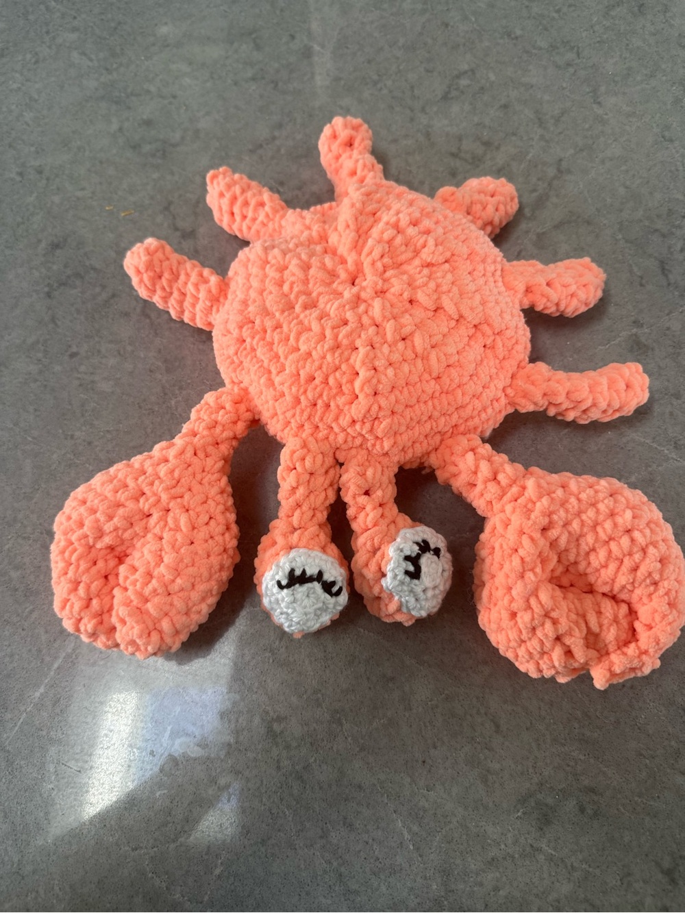 Caleb the Crab: Handmade Coral Plush Crab Toy